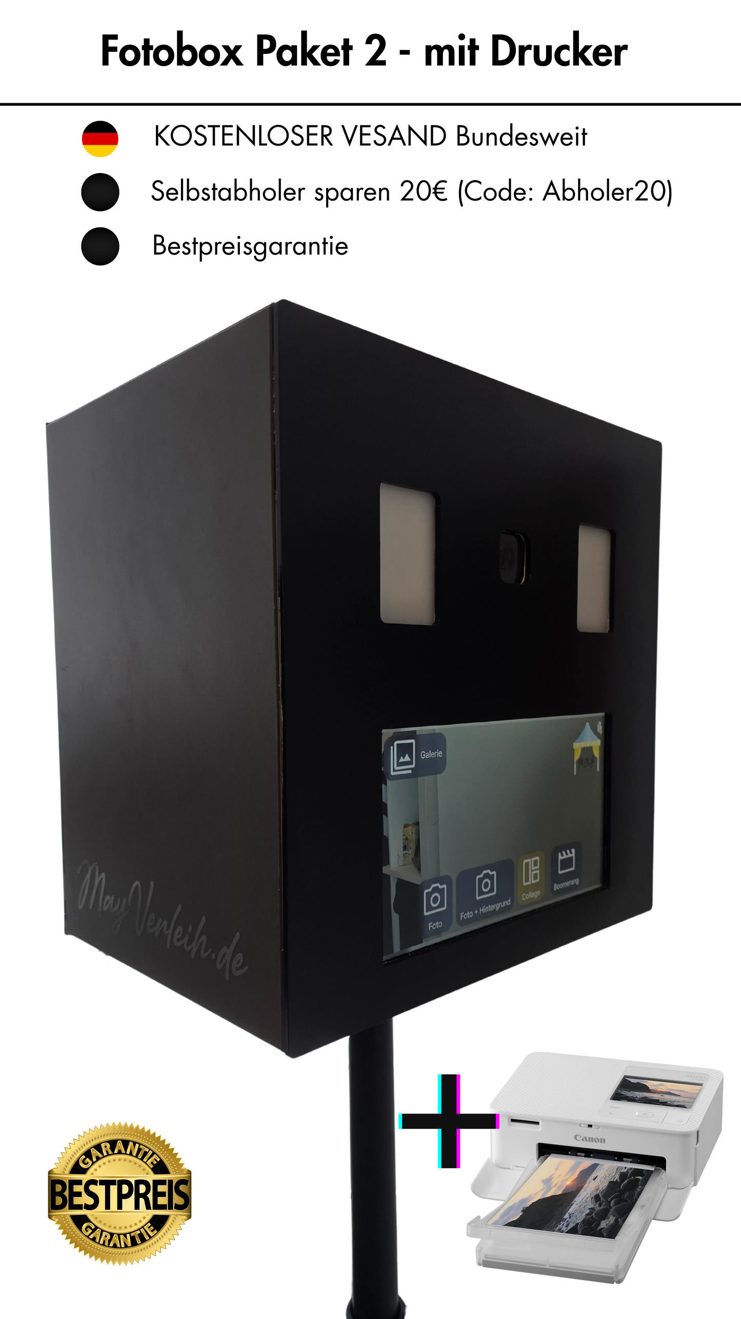 Fotobox - Paket 2 (inkl. Canon Selphy)