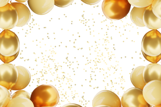Goldballons – Postkarten-Hintergrund 10x15 MayVerleih